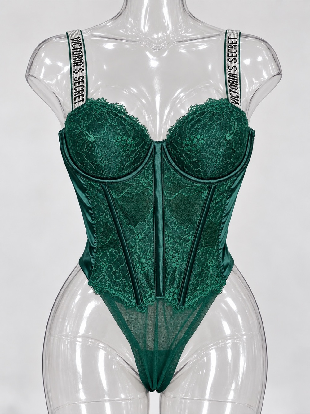 Victoria's Secret Emerald Lace Underwire Corset Teddy
